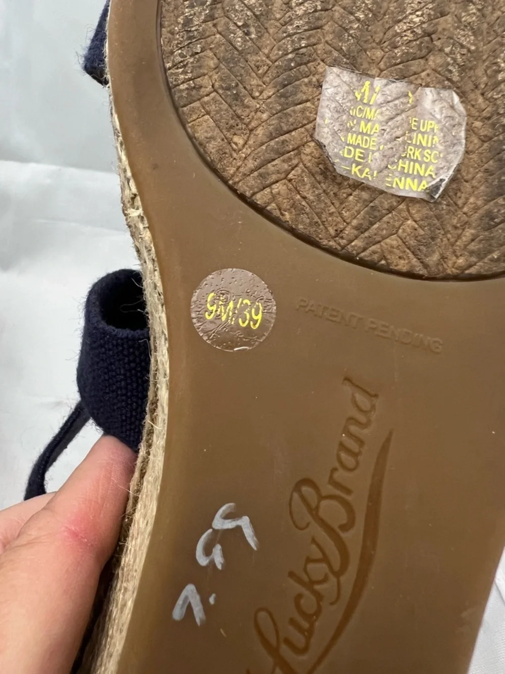 Lucky Brand Navy Slingback‎ Espadrille Wedge Sandals Size 9